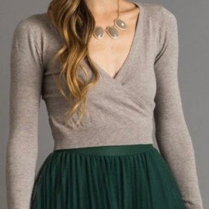 Morning Lavender Rosette Surplice Sweater Top